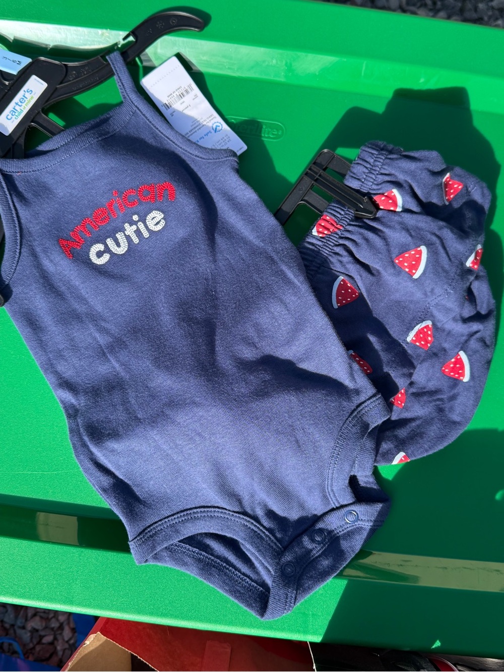 Carter's Navy "American Cutie" Baby Onesie & Bloomers Set 3-6 month